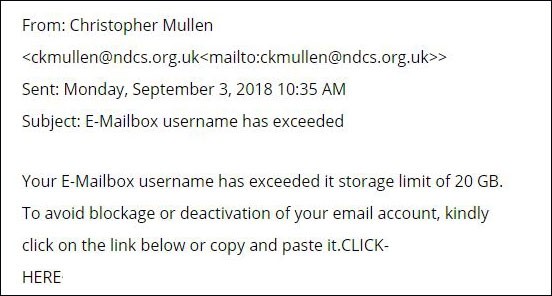 email mailbox phishing email