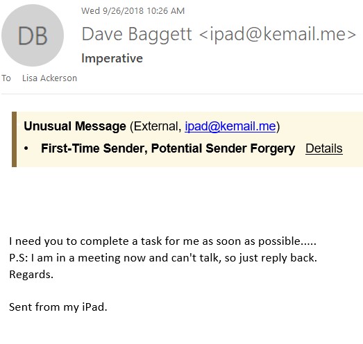 CEO Fraud email 