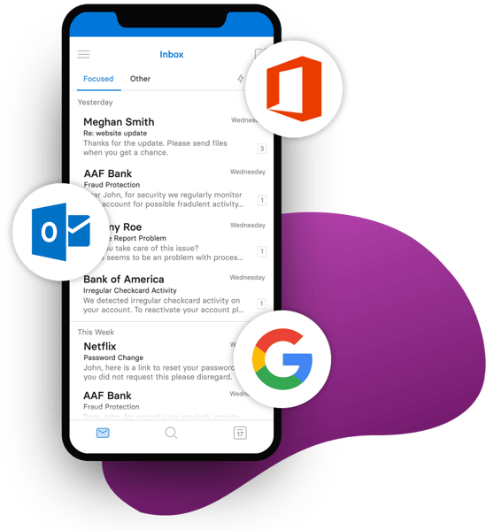 Screenshot of e-mail client on mobile phone
