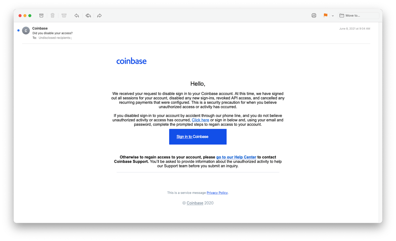 fake coinbase support email