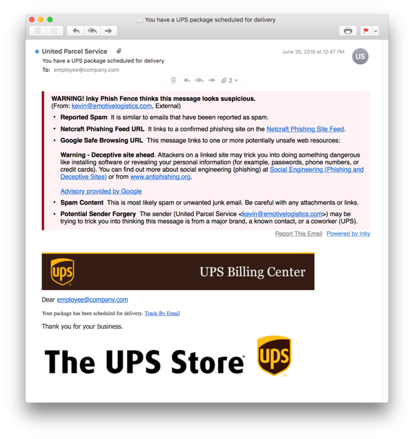 UPS store phishing email 