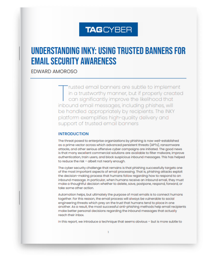 TAG Cyber Special Report: Using Trusted Banners for Email Security Awareness