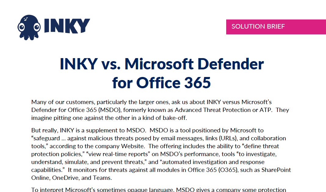 INKY vs. Microsoft Defender for O365