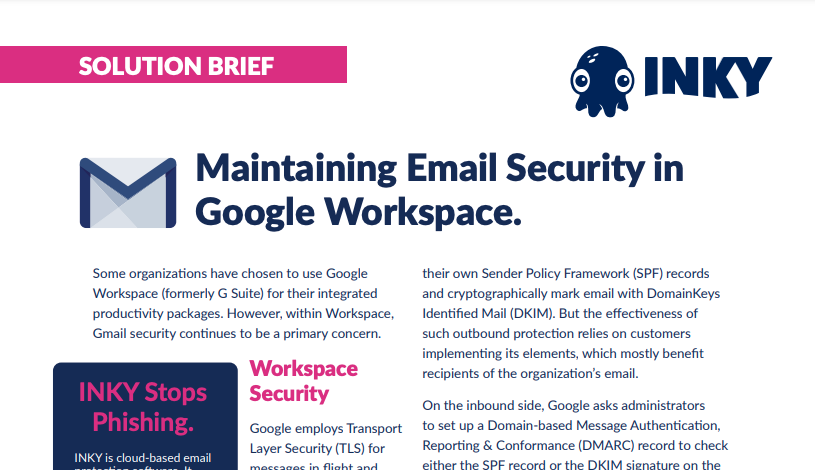 INKY and Google Workspace (GSuite) Solution Brief